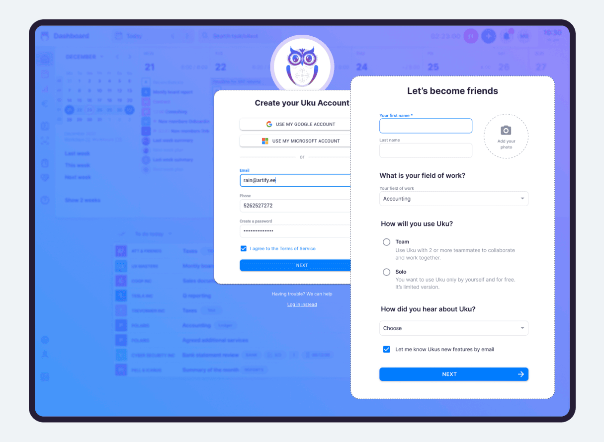 Uku signup flow
